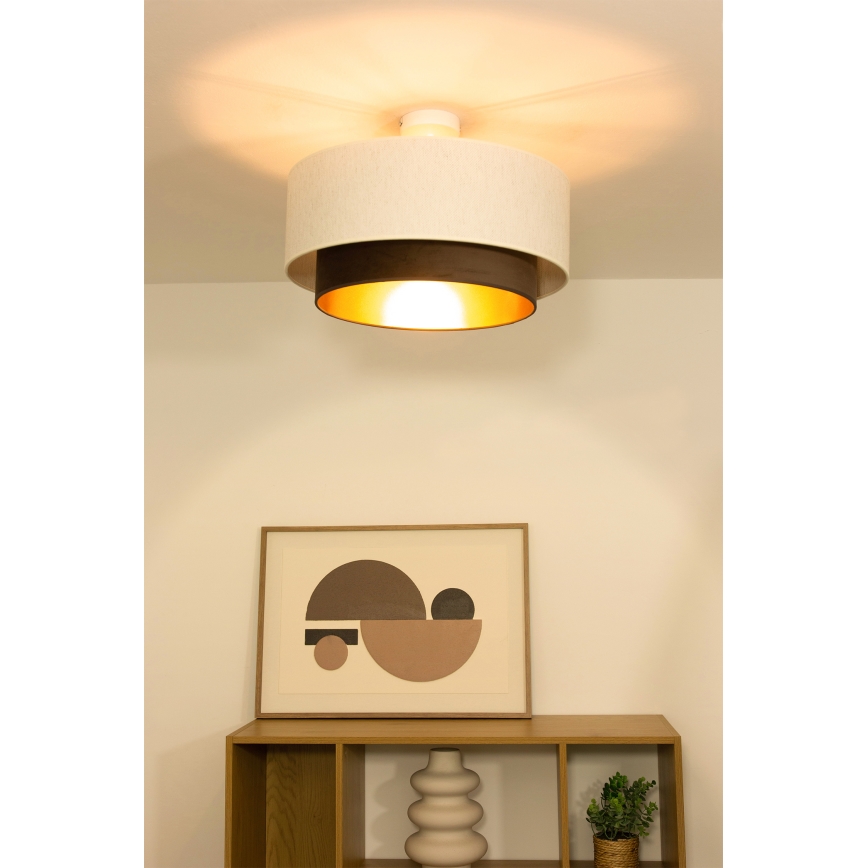 Přisazený lustr NATIA 1xE27/60W/230V pr. 45 cm bílá/hnědá