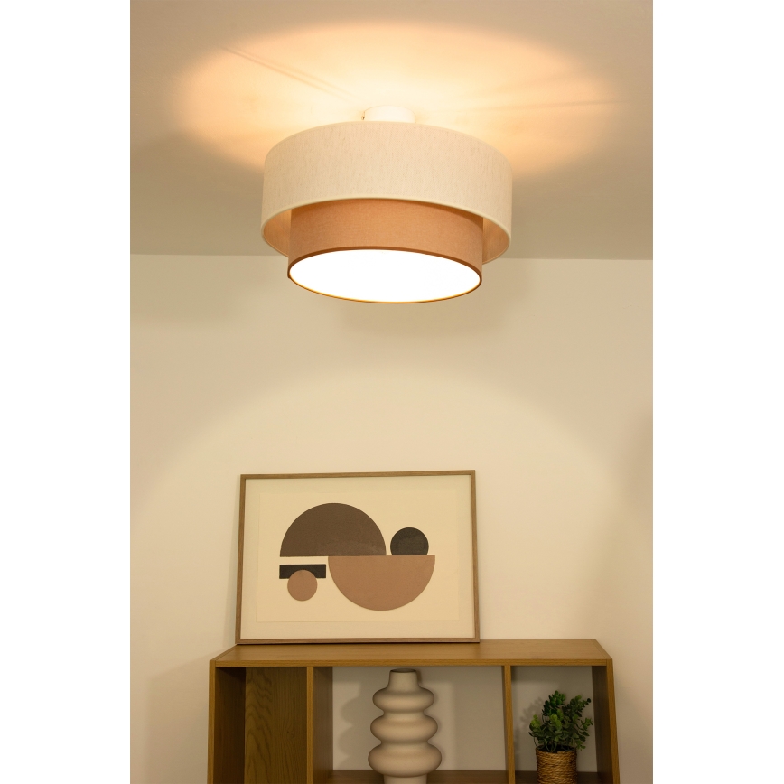 Přisazený lustr NATIA 1xE27/60W/230V pr. 45 cm bílá/hnědá