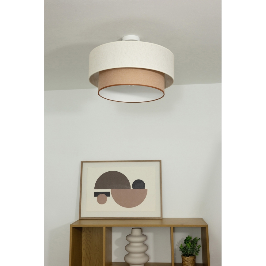 Přisazený lustr NATIA 1xE27/60W/230V pr. 45 cm bílá/hnědá