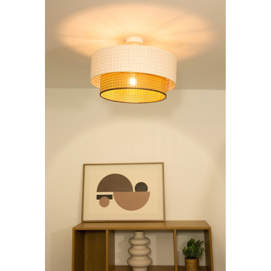 Přisazený lustr NATIA 1xE27/60W/230V pr. 45 cm bílá/hnědá