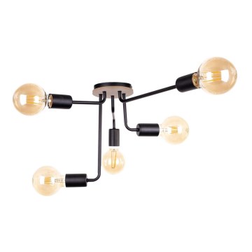 Přisazený lustr NIXO WOOD 5xE27/60W/230V černá