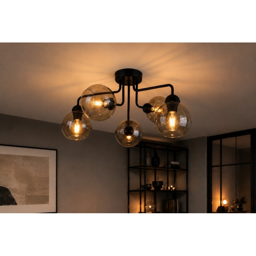 Přisazený lustr OSMO 5xE27/60W/230V černá