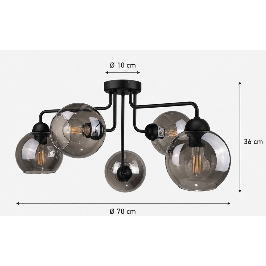 Přisazený lustr OSMO 5xE27/60W/230V černá