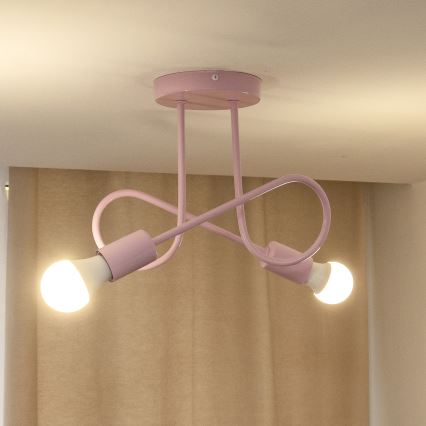 Přisazený lustr OXFORD 2xE27/15W/230V růžová