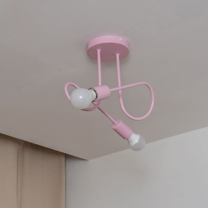 Přisazený lustr OXFORD 2xE27/15W/230V růžová