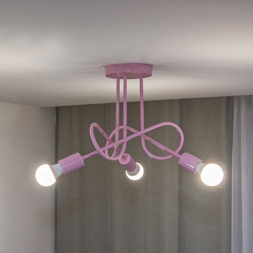 Přisazený lustr OXFORD 3xE27/15W/230V růžová