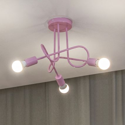 Přisazený lustr OXFORD 3xE27/15W/230V růžová