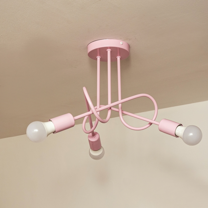 Přisazený lustr OXFORD 3xE27/15W/230V růžová