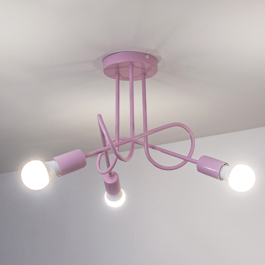 Přisazený lustr OXFORD 3xE27/15W/230V růžová