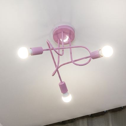 Přisazený lustr OXFORD 3xE27/15W/230V růžová