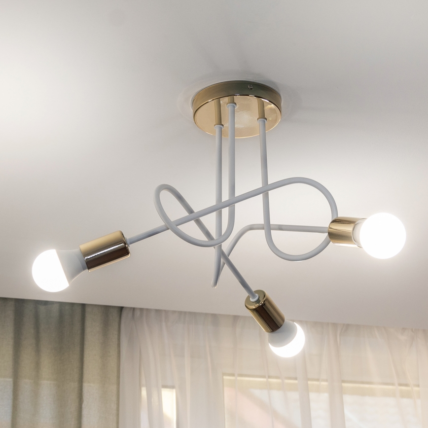 Přisazený lustr OXFORD 3xE27/15W/230V zlatá/bílá