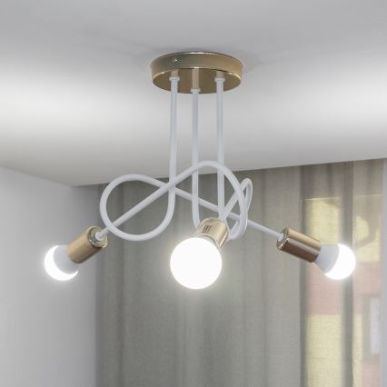 Přisazený lustr OXFORD 3xE27/15W/230V zlatá/bílá