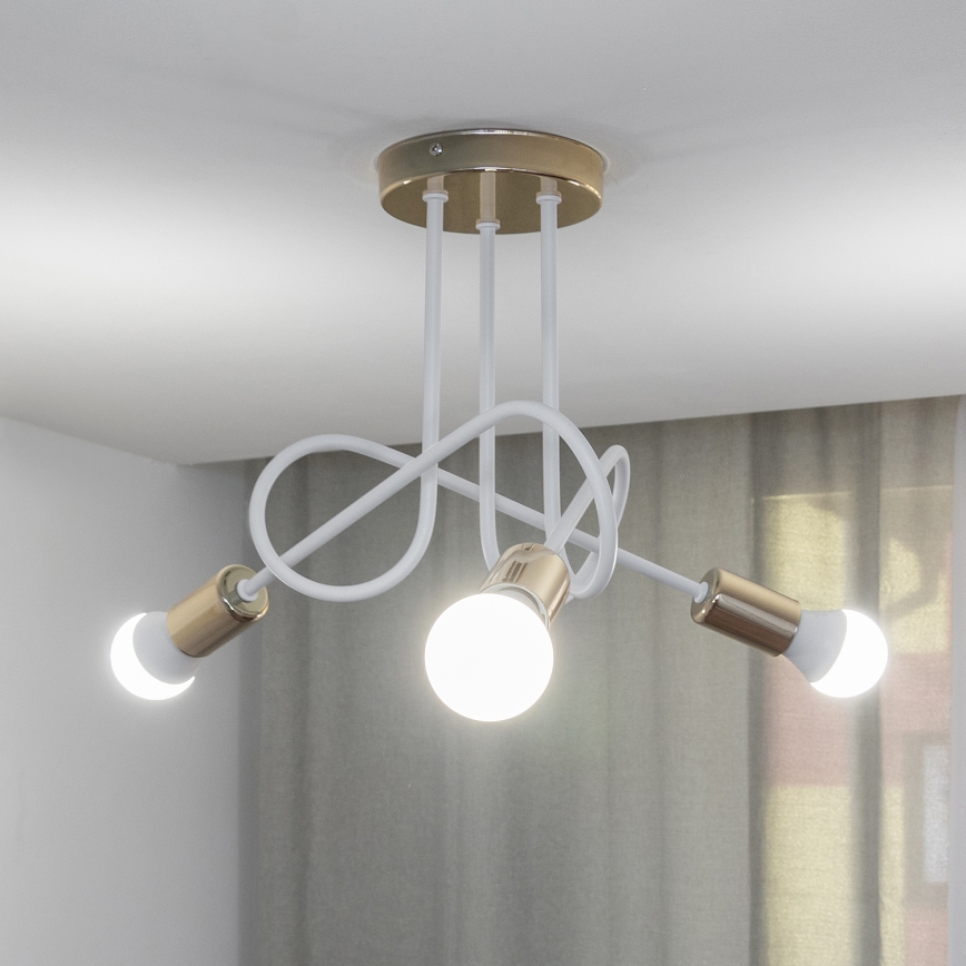 Přisazený lustr OXFORD 3xE27/15W/230V zlatá/bílá