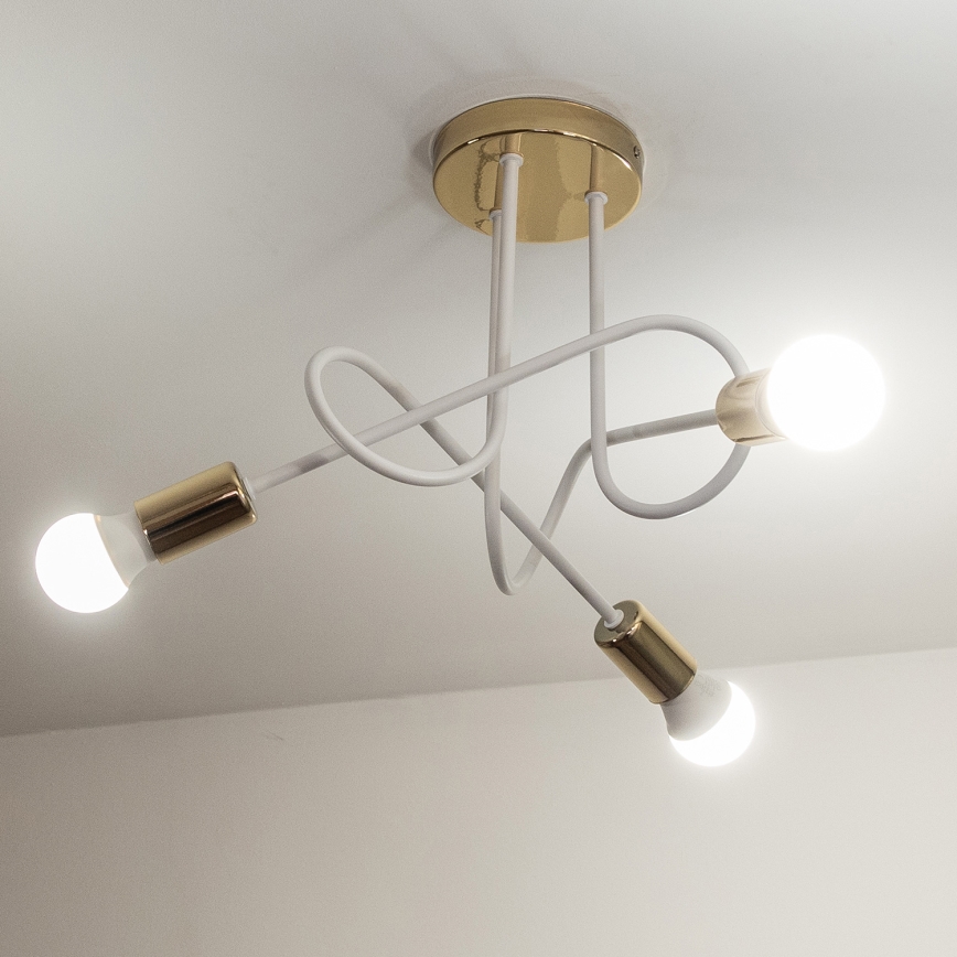 Přisazený lustr OXFORD 3xE27/15W/230V zlatá/bílá