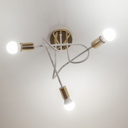 Přisazený lustr OXFORD 3xE27/15W/230V zlatá/bílá