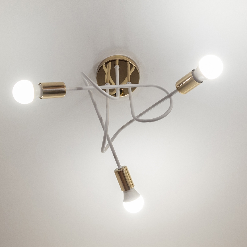 Přisazený lustr OXFORD 3xE27/15W/230V zlatá/bílá