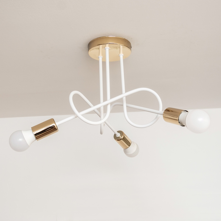 Přisazený lustr OXFORD 3xE27/15W/230V zlatá/bílá