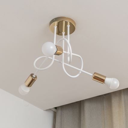 Přisazený lustr OXFORD 3xE27/15W/230V zlatá/bílá