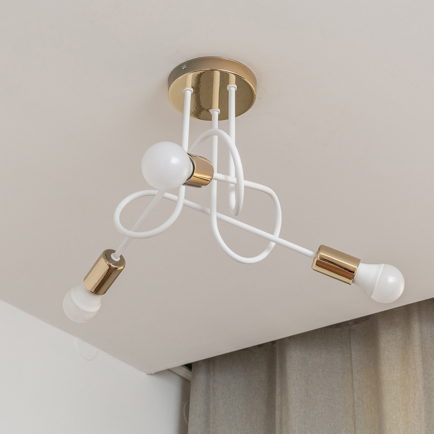 Přisazený lustr OXFORD 3xE27/15W/230V zlatá/bílá