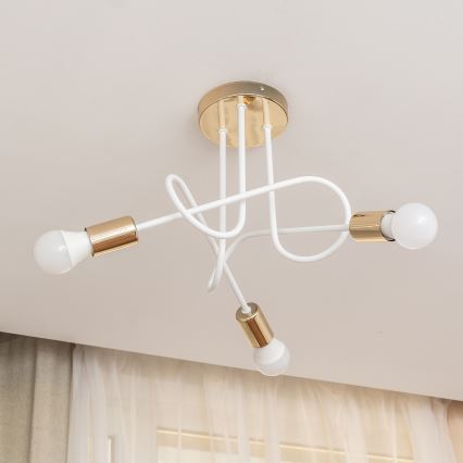 Přisazený lustr OXFORD 3xE27/15W/230V zlatá/bílá