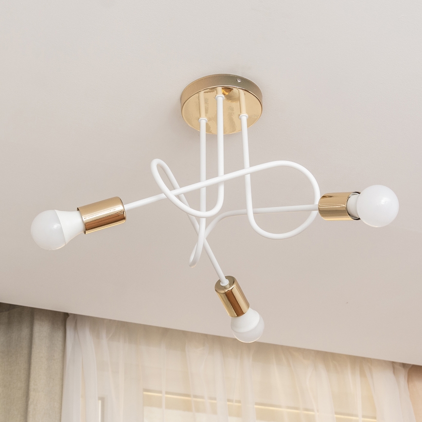 Přisazený lustr OXFORD 3xE27/15W/230V zlatá/bílá