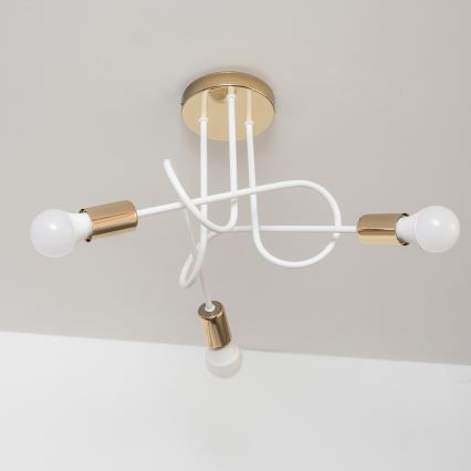 Přisazený lustr OXFORD 3xE27/15W/230V zlatá/bílá