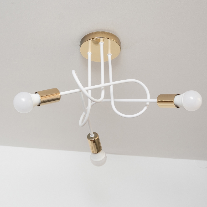 Přisazený lustr OXFORD 3xE27/15W/230V zlatá/bílá