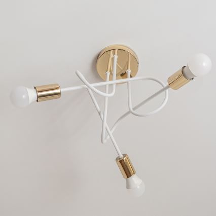 Přisazený lustr OXFORD 3xE27/15W/230V zlatá/bílá