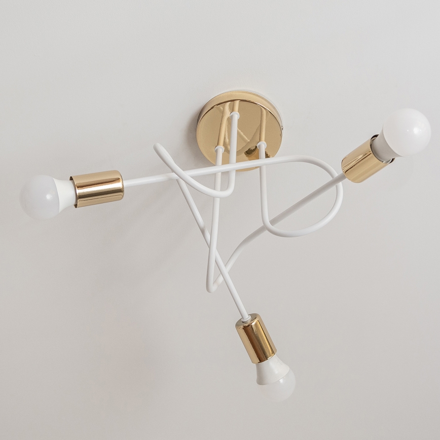 Přisazený lustr OXFORD 3xE27/15W/230V zlatá/bílá