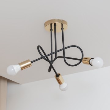 Přisazený lustr OXFORD 3xE27/15W/230V zlatá/černá