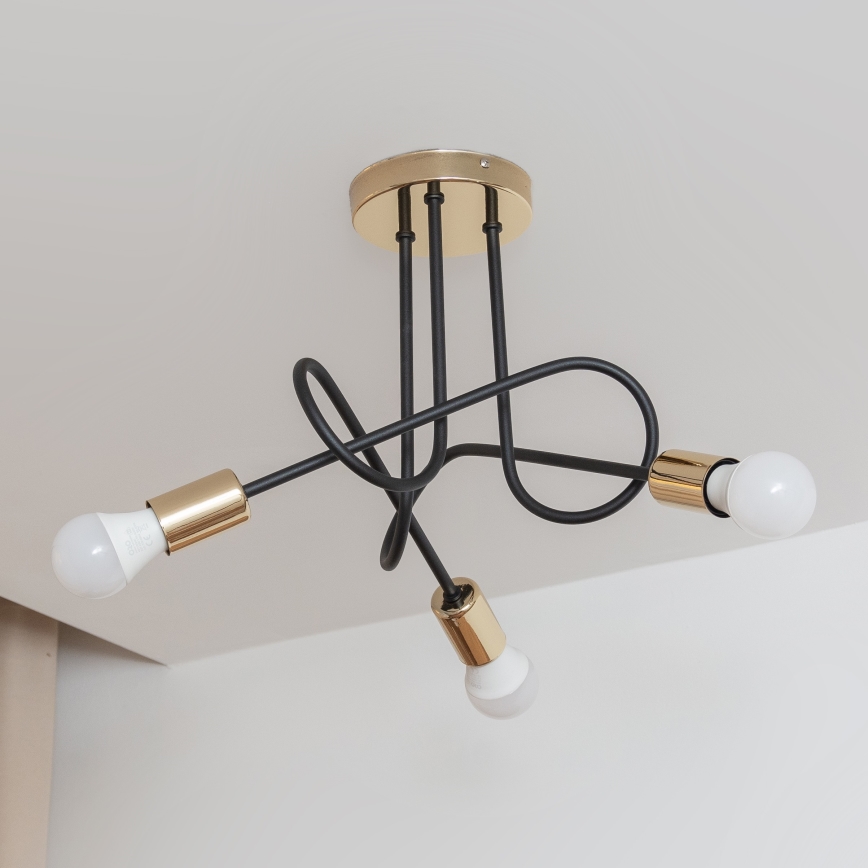 Přisazený lustr OXFORD 3xE27/15W/230V zlatá/černá