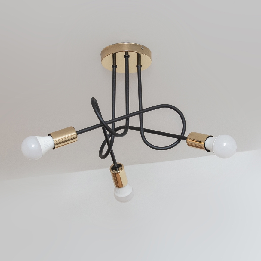 Přisazený lustr OXFORD 3xE27/15W/230V zlatá/černá