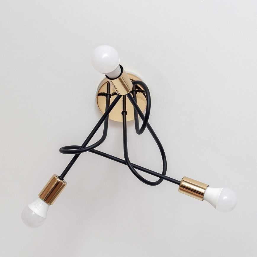 Přisazený lustr OXFORD 3xE27/15W/230V zlatá/černá