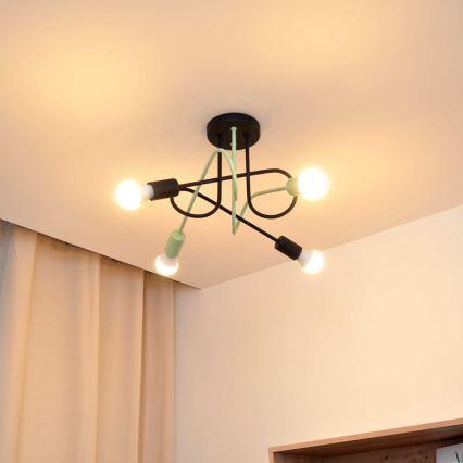 Přisazený lustr OXFORD 4xE27/15W/230V černá/zelená