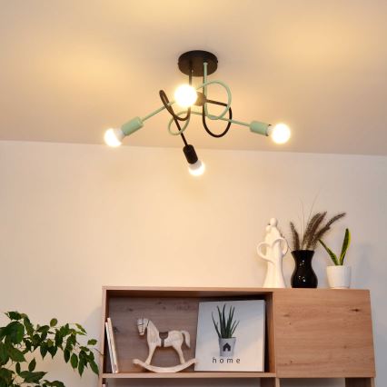 Přisazený lustr OXFORD 4xE27/15W/230V černá/zelená