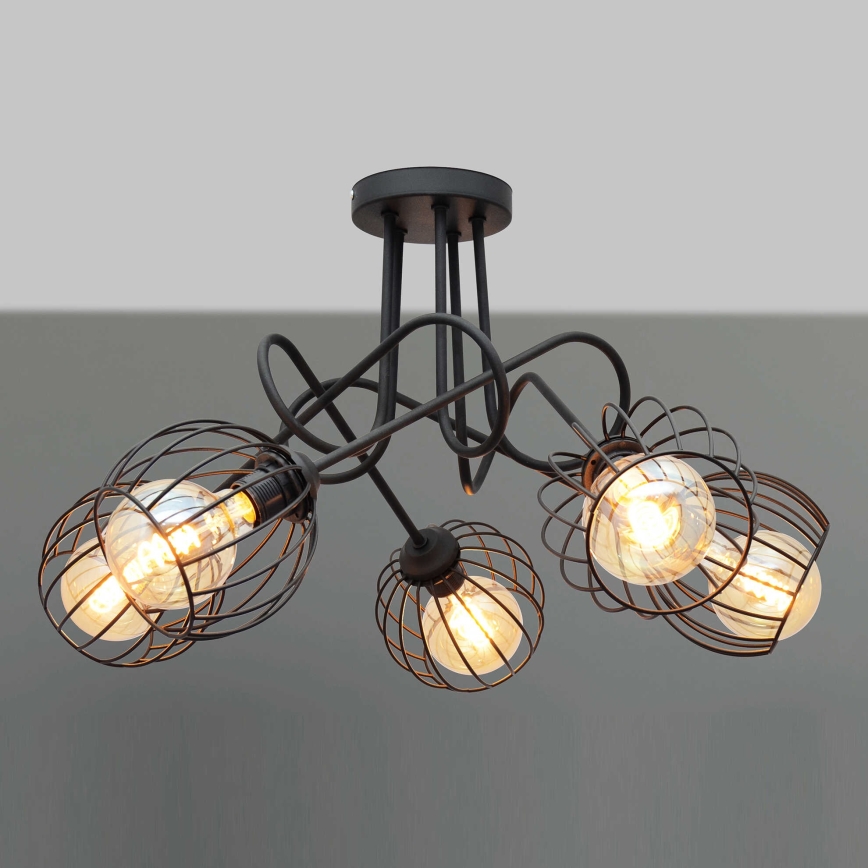 Přisazený lustr OXFORD 5xE27/15W/230V černá