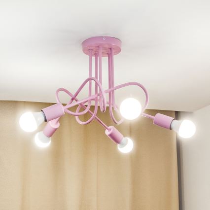 Přisazený lustr OXFORD 5xE27/15W/230V růžová