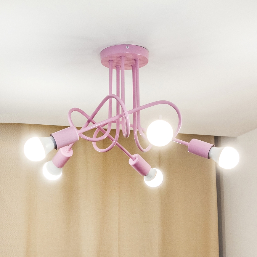 Přisazený lustr OXFORD 5xE27/15W/230V růžová
