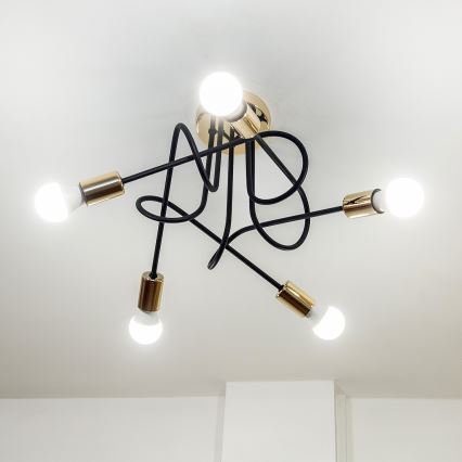 Přisazený lustr OXFORD 5xE27/15W/230V zlatá/černá