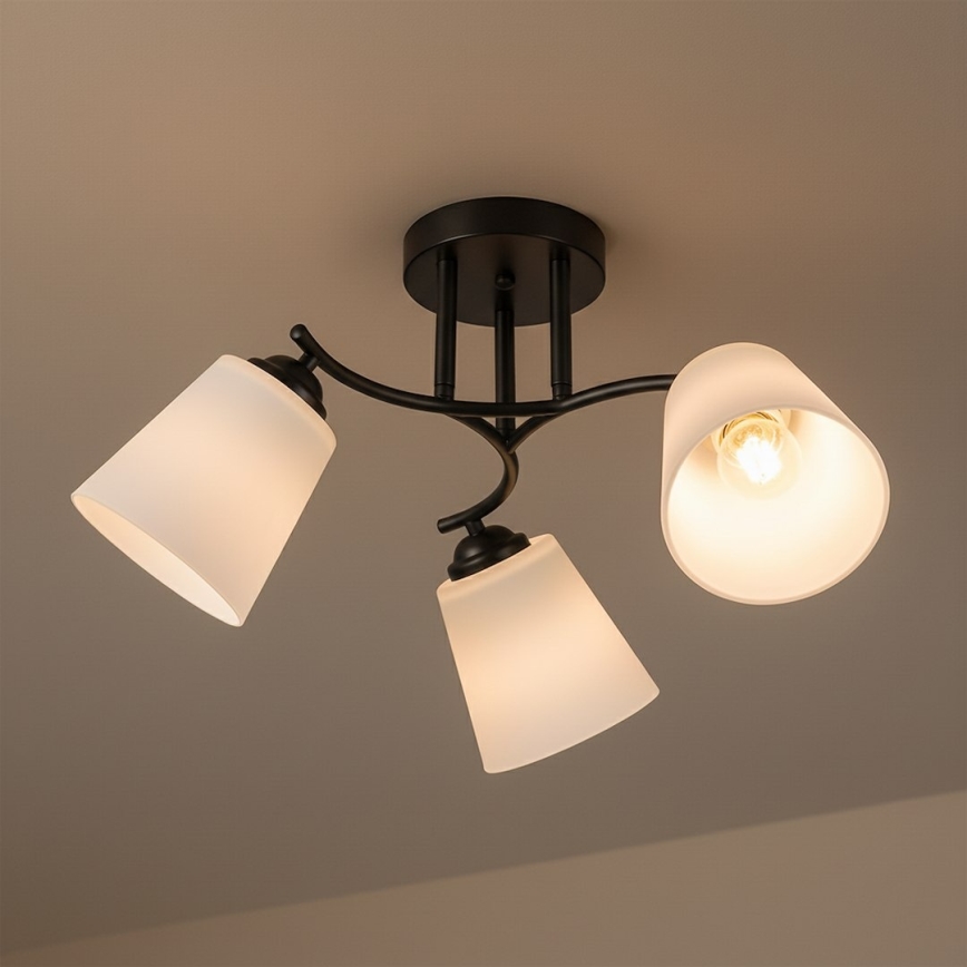 Přisazený lustr PAFOS 3xE27/15W/230V černá