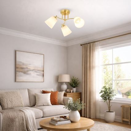 Přisazený lustr PAFOS 3xE27/15W/230V zlatá