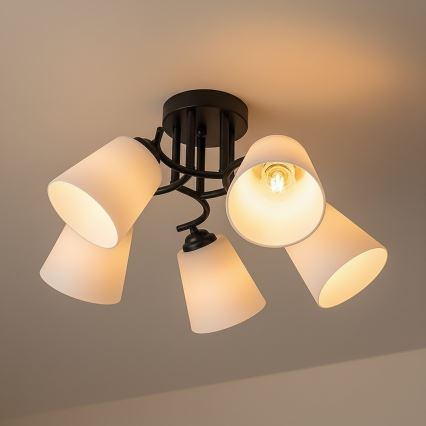Přisazený lustr PAFOS 5xE27/15W/230V černá