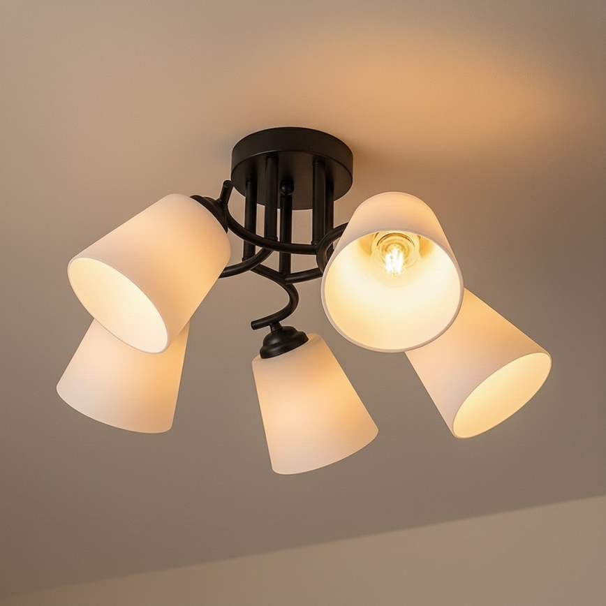 Přisazený lustr PAFOS 5xE27/15W/230V černá