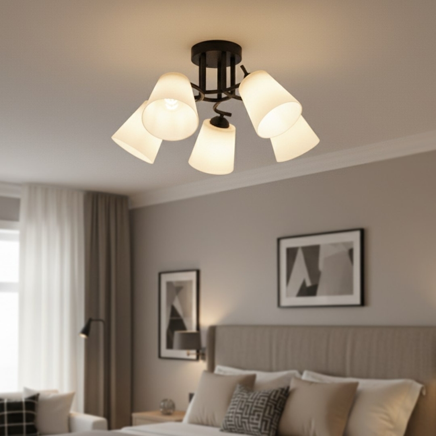 Přisazený lustr PAFOS 5xE27/15W/230V černá