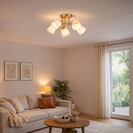 Přisazený lustr PAFOS 5xE27/15W/230V zlatá