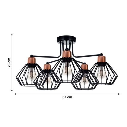 Přisazený lustr PORTO 5xE27/40W/230V