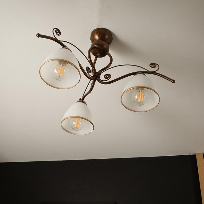 Přisazený lustr RETRO 3xE27/60W/230V bronz patina