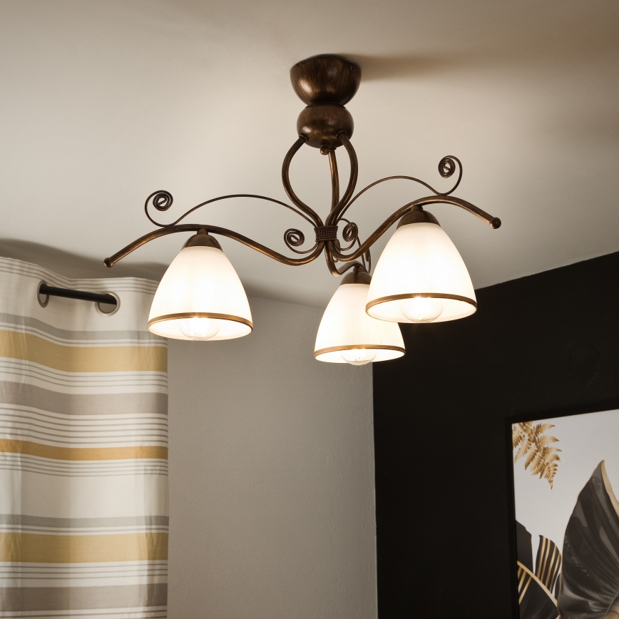 Přisazený lustr RETRO 3xE27/60W/230V bronz patina