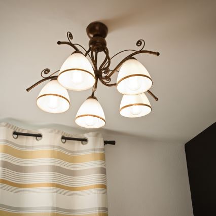 Přisazený lustr RETRO 5xE27/60W/230V bronz patina