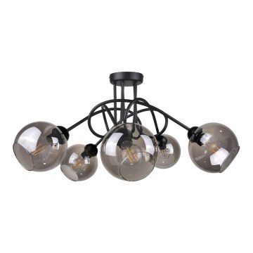 Přisazený lustr RIN 5xE27/60W/230V černá/kouřová